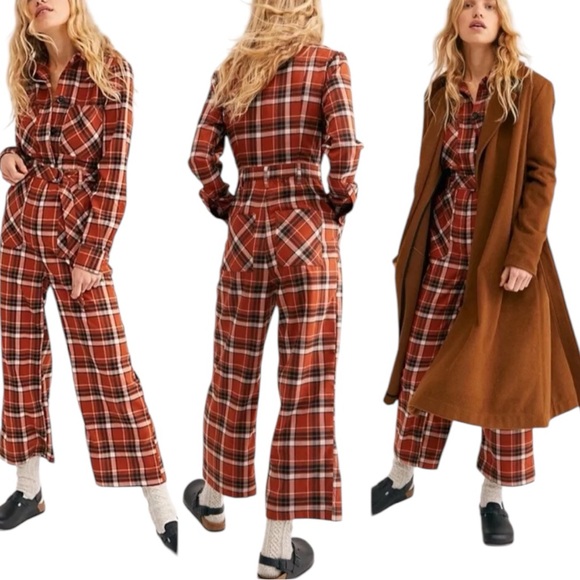 Free People plaid jumpsuit All About You Plaid Jumpsuit Size - Picture 3 of 8